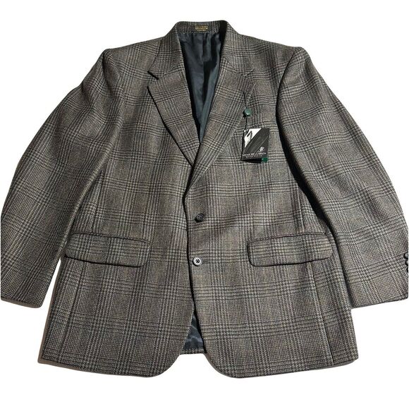 Oscar De La Renta Blazer Mens 42L Wool Plaid Houndstooth Sport Coat Jacket NWT
